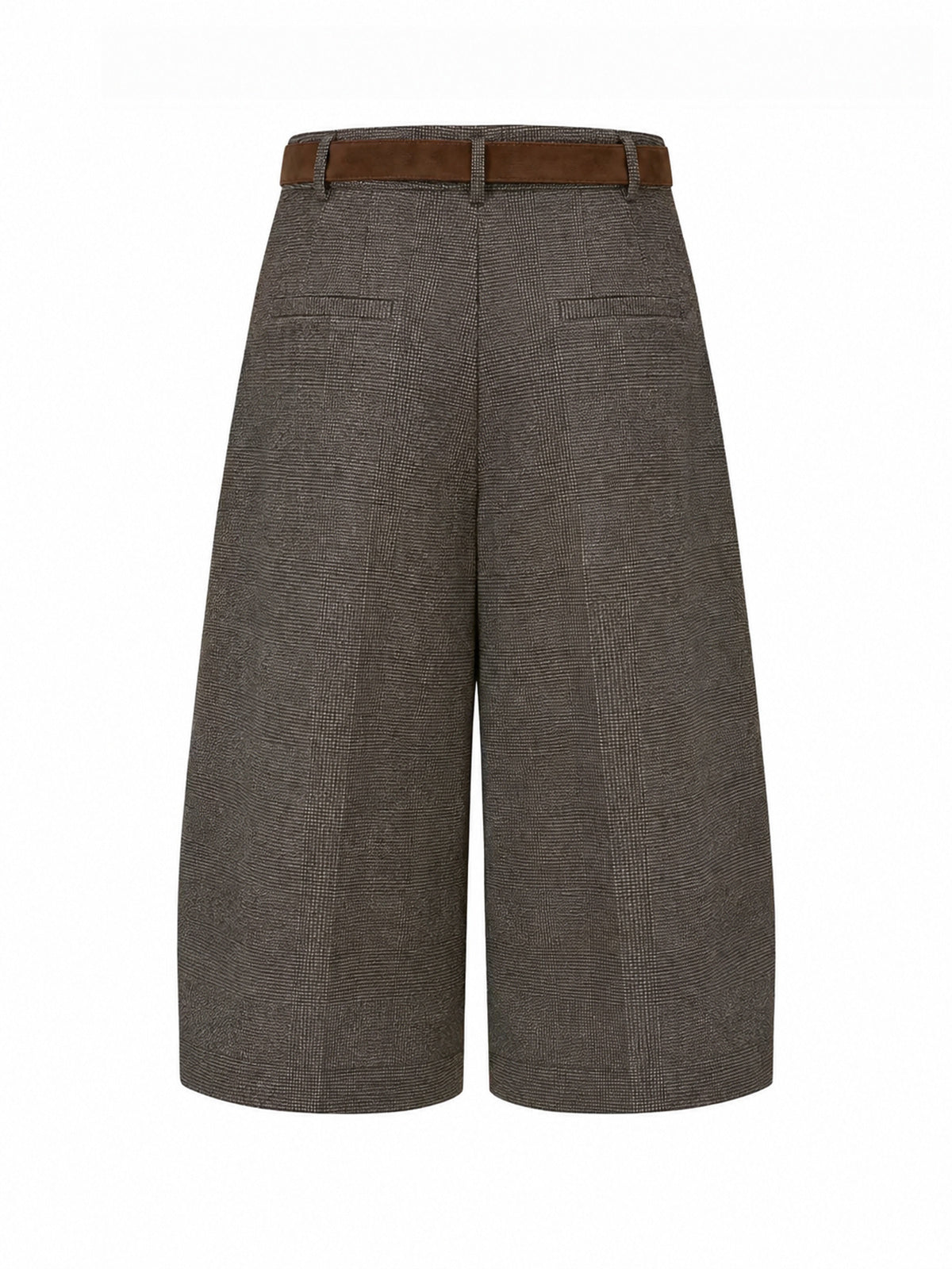 Faux-Ante Patch Checked con Cinturón Bermuda Shorts
