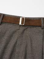 Faux-Ante Patch Checked con Cinturón Bermuda Shorts
