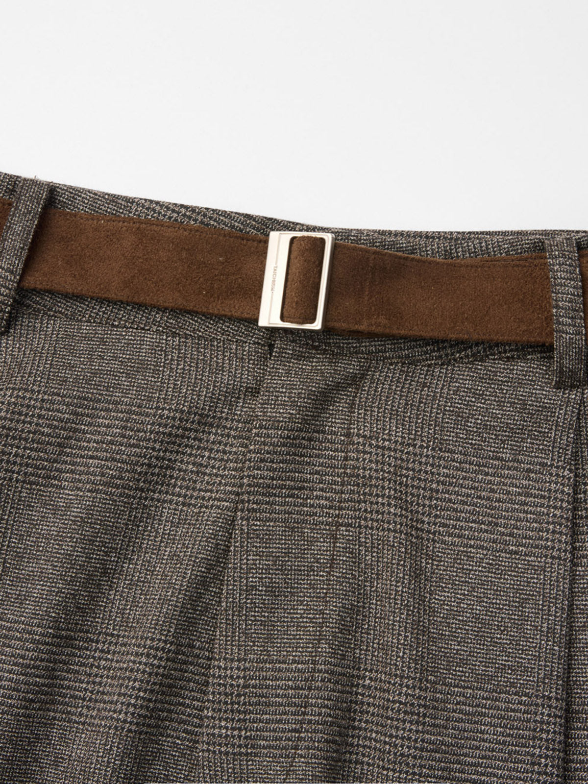 Faux-Ante Patch Checked con Cinturón Bermuda Shorts