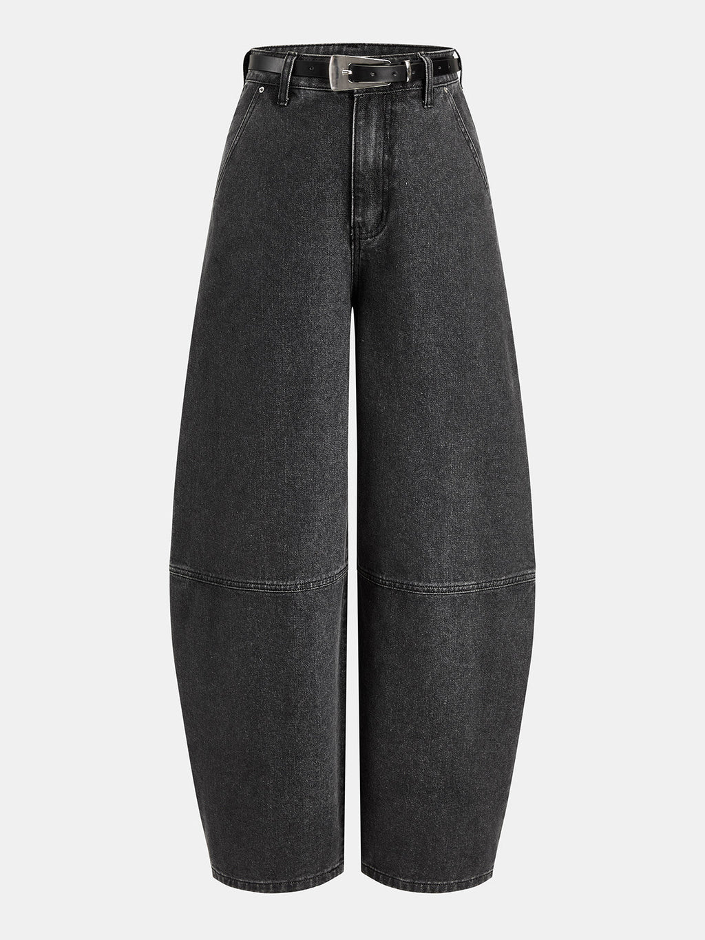 Con Cinturón Seam-Detalle Barrel Jeans