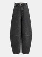Con Cinturón Seam-Detalle Barrel Jeans