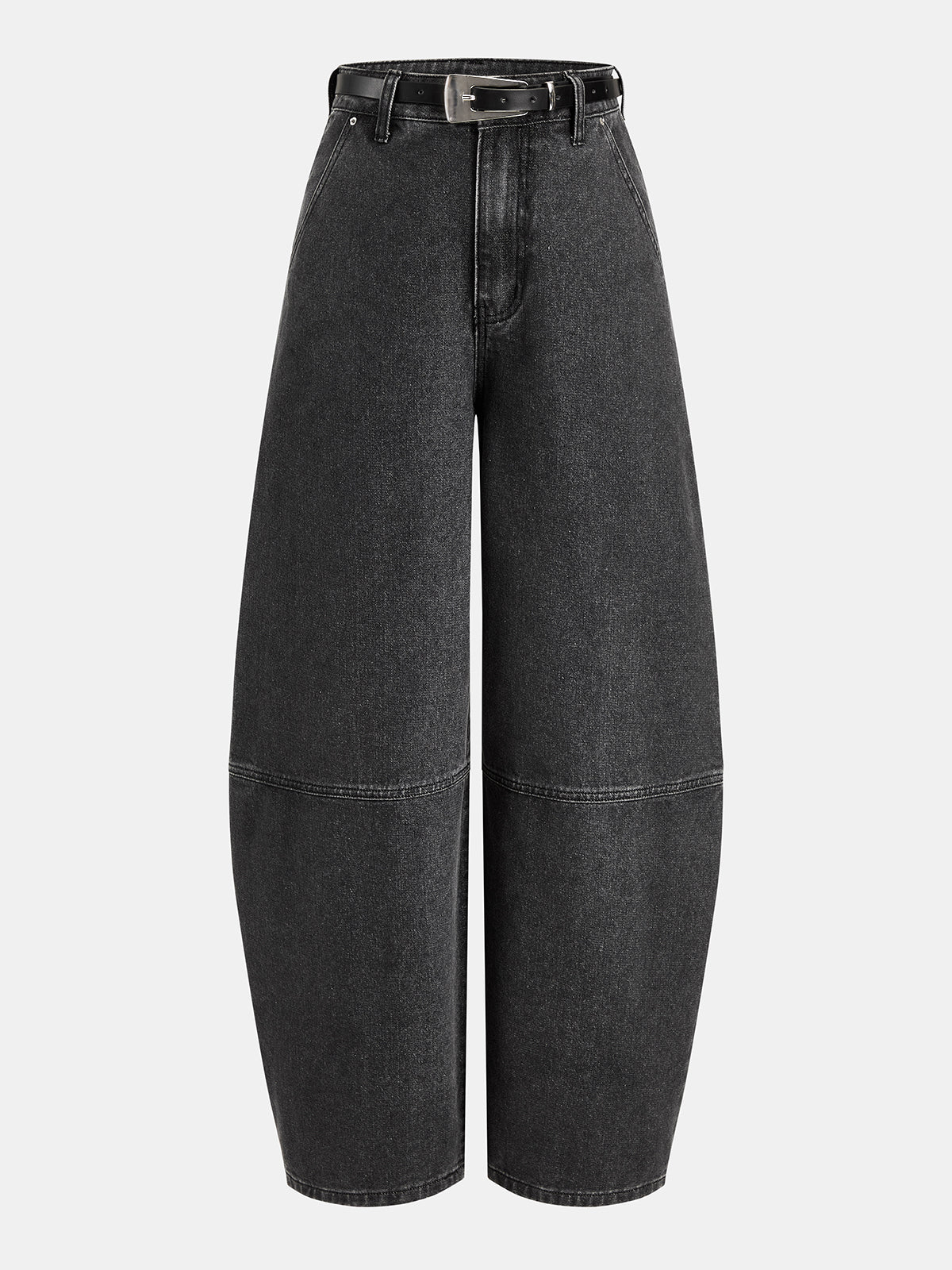 Con Cinturón Seam-Detalle Barrel Jeans