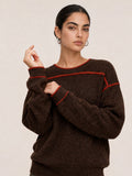 Contraste Stitch Cuello Redondo Punto jersey