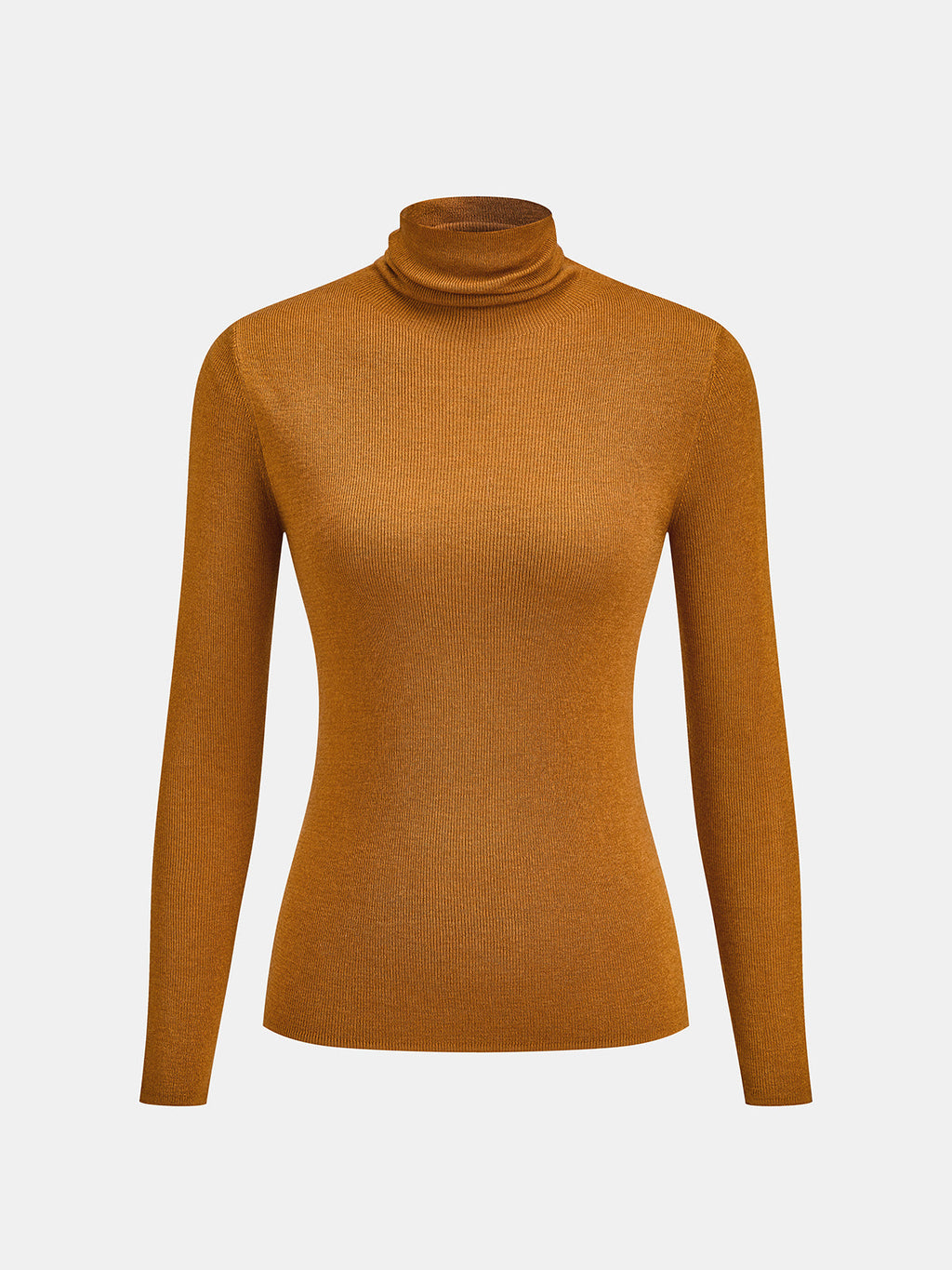 Cuello Alto Ribbed Slim Mezcla de Lana Punto Top