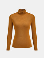 Cuello Alto Ribbed Slim Mezcla de Lana Punto Top