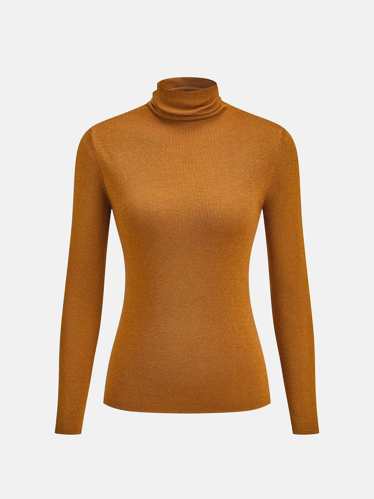 Cuello Alto Ribbed Slim Mezcla de Lana Punto Top