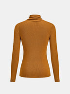 Cuello Alto Ribbed Slim Mezcla de Lana Punto Top