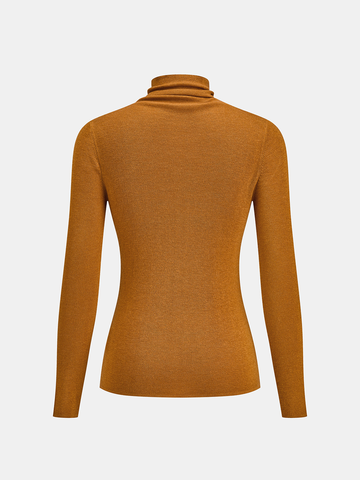 Cuello Alto Ribbed Slim Mezcla de Lana Punto Top