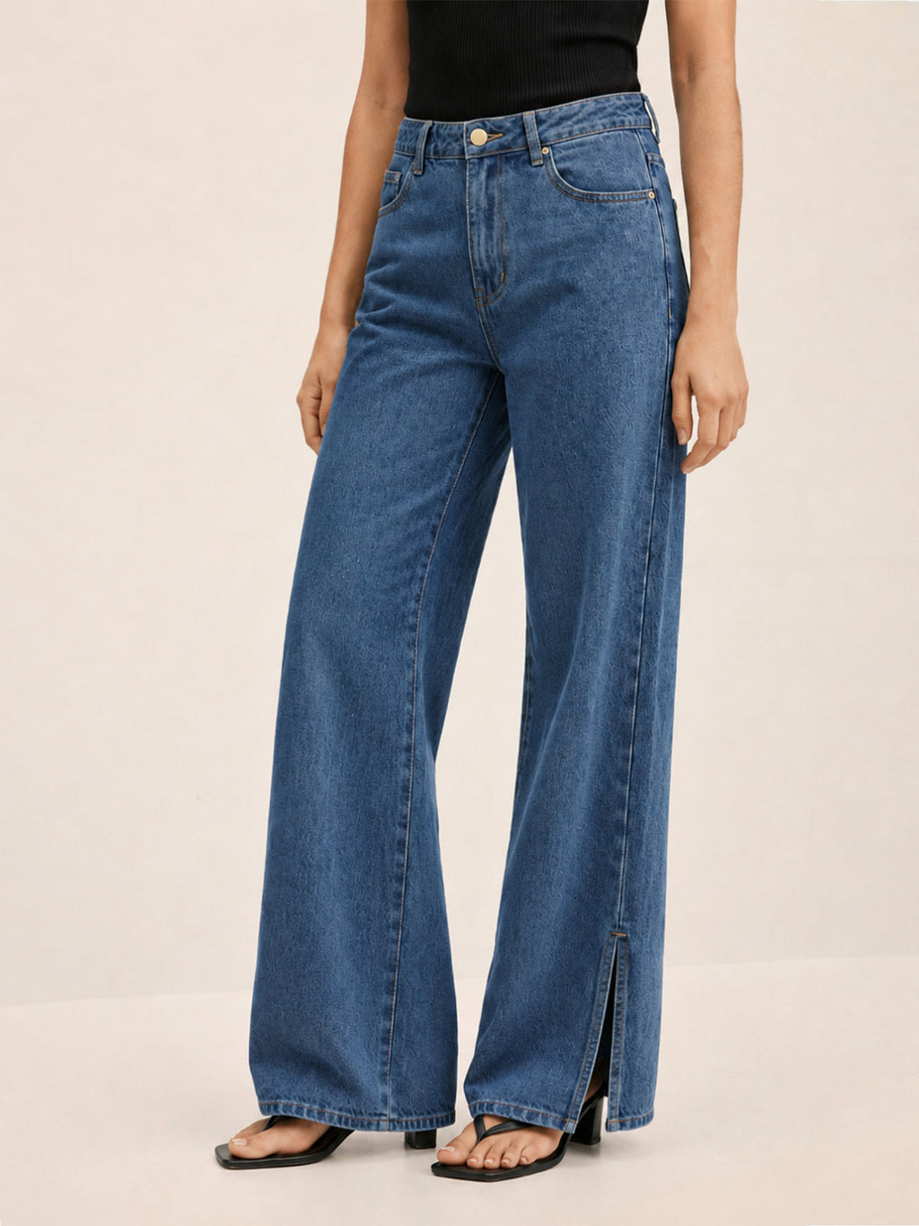 Slit bajo Classic Pierna Ancha Jeans