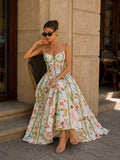 Corsé Seam Tropical estampado Swing Vestido