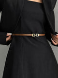 Elegante Slim Metálico Hebilla Leather cintura Belt