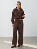 Zip-bajo Contraste Lining Co-ord Set
