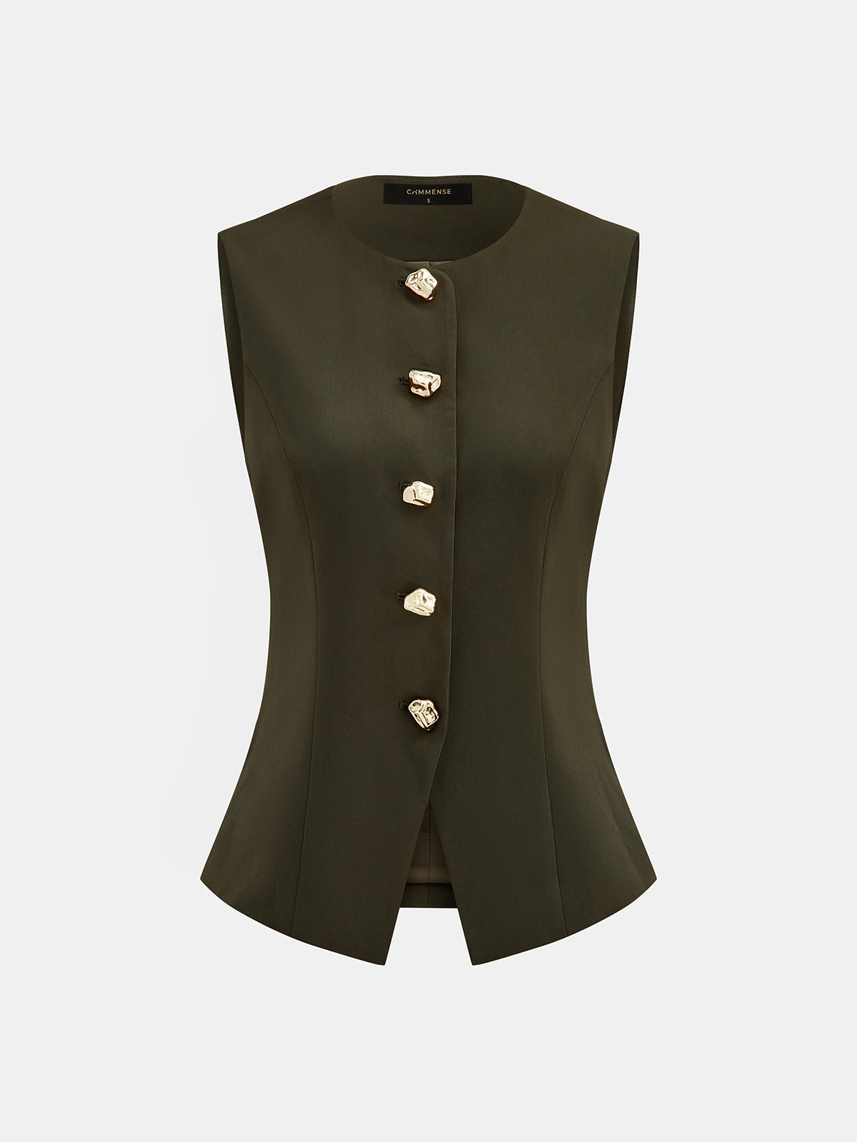 Botones Metálicos Chaleco Plisado midi Falda Set
