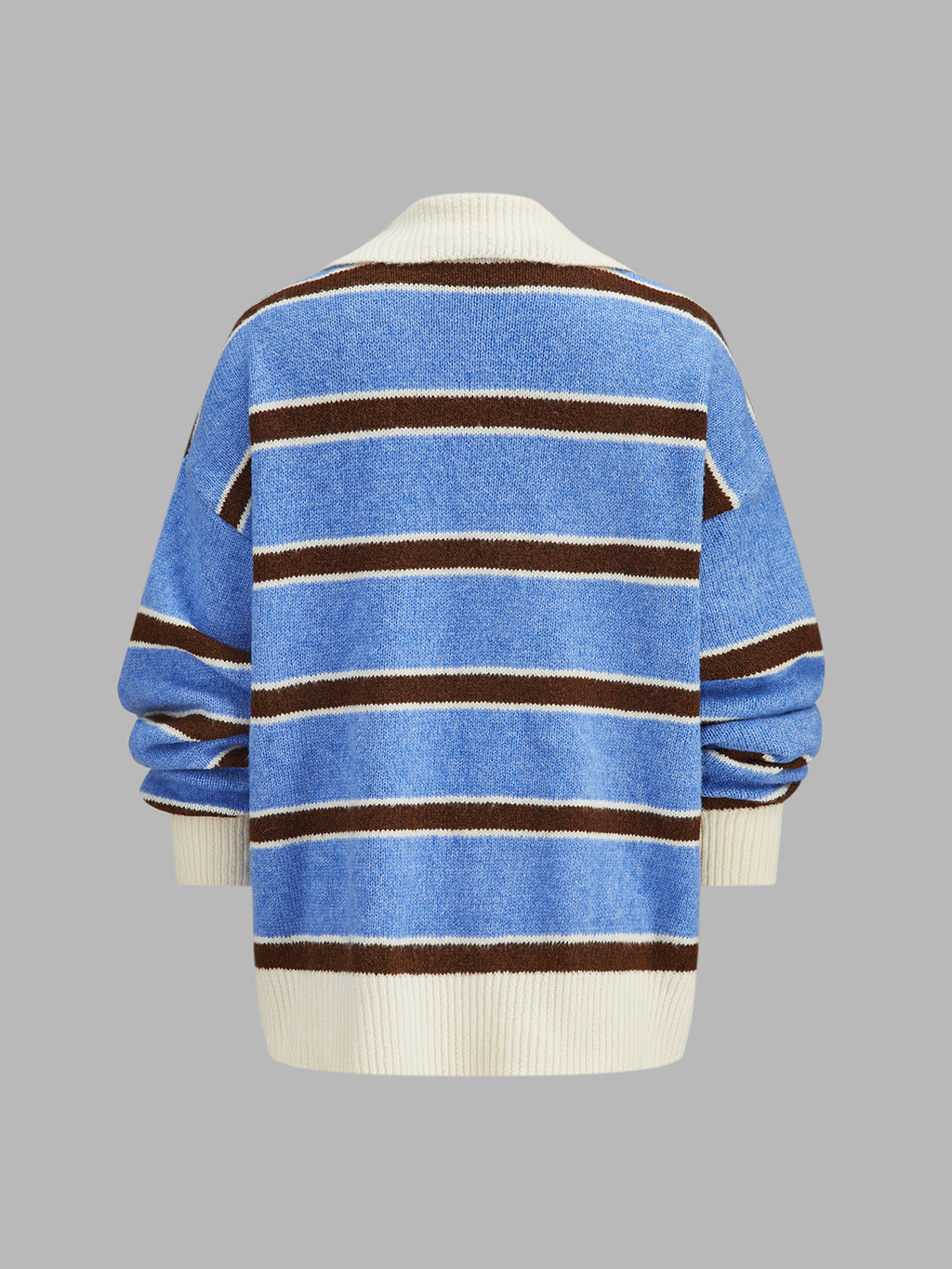 Color Block Rayas con Cuello Fluido Punto jersey