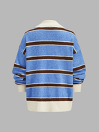 Color Block Rayas con Cuello Fluido Punto jersey