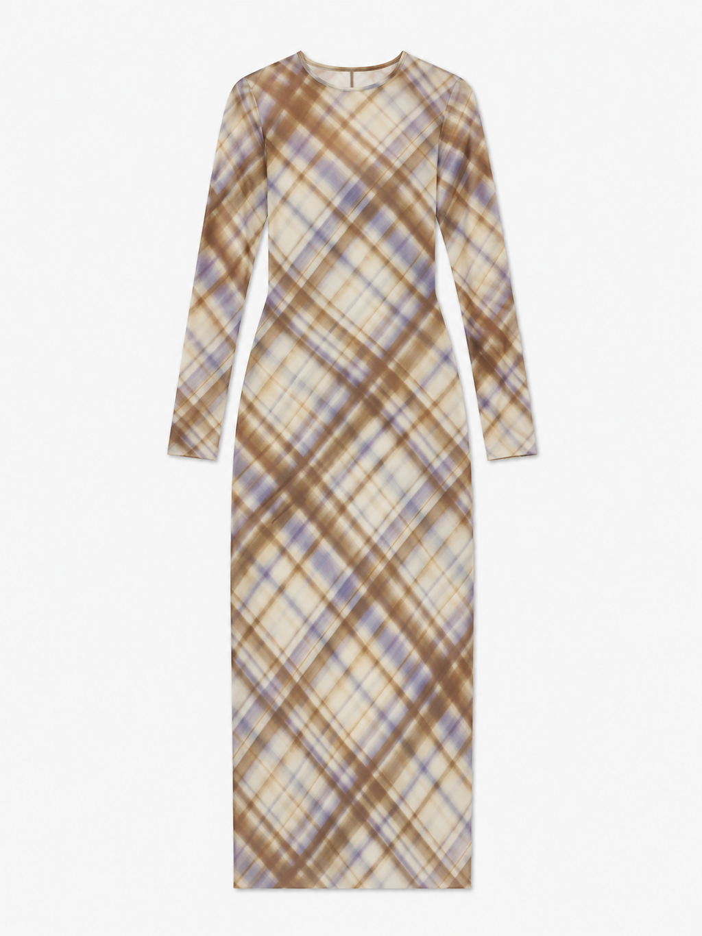 Cuadros Manga Larga Entallado Vestido midi