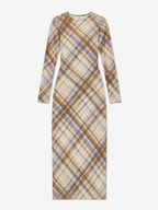 Cuadros Manga Larga Entallado Vestido midi