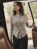 Cross-Over frontal Buttoned Rib Punto Blusa