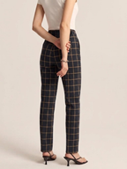 Tiro Alto Windowpane Check Cigarette Pantalón