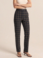 Tiro Alto Windowpane Check Cigarette Pantalón