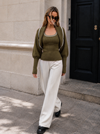 Mezcla de Lana Shrug & Tank Top Dos Piezas Set