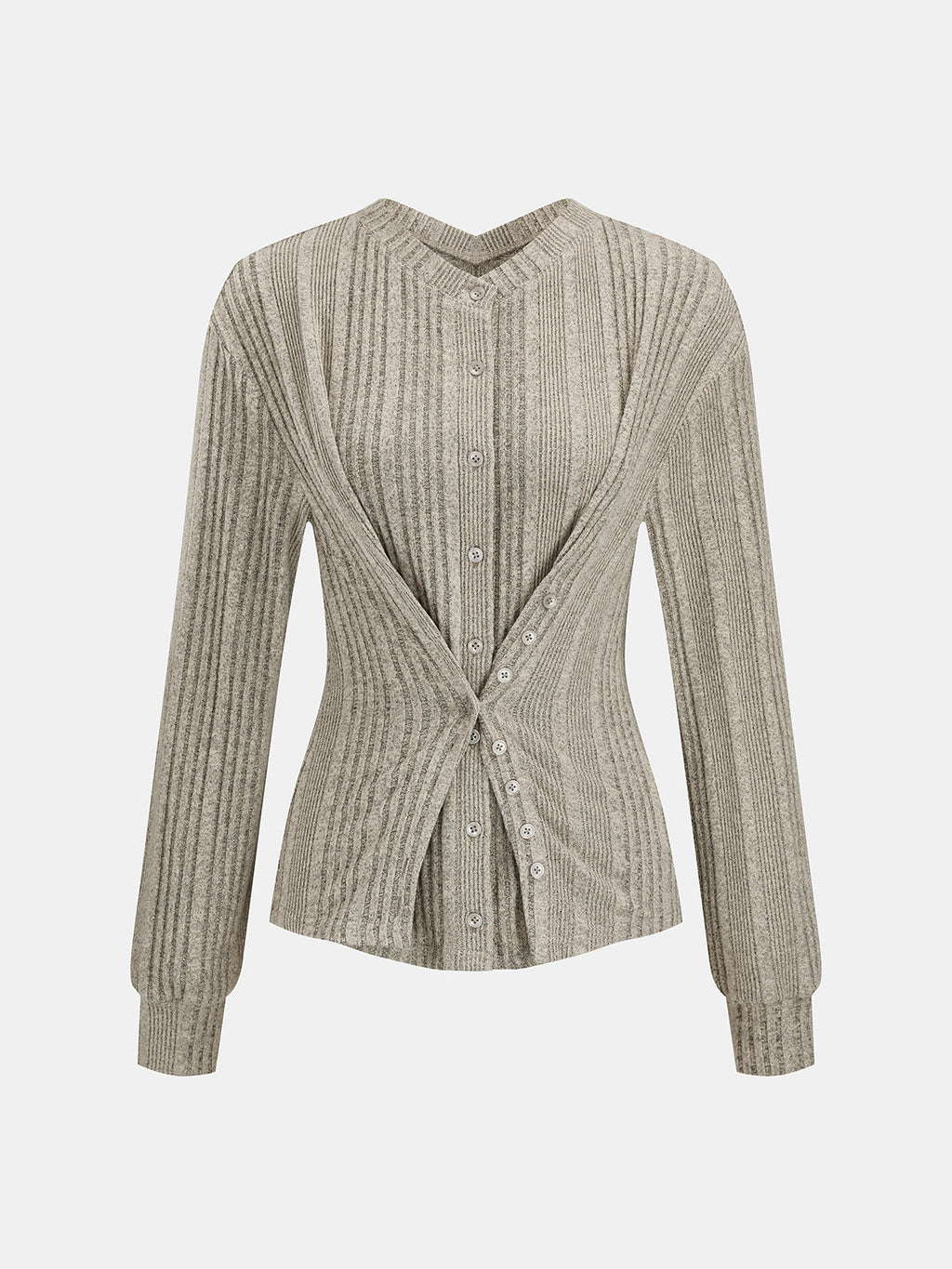 Cross-Over frontal Buttoned Rib Punto Blusa