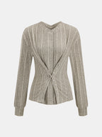 Cross-Over frontal Buttoned Rib Punto Blusa