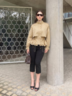 Encaje-espalda Drawstring cintura Gabardina Chaqueta