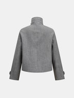 Alto cuello Abotonado Cropped Abrigo