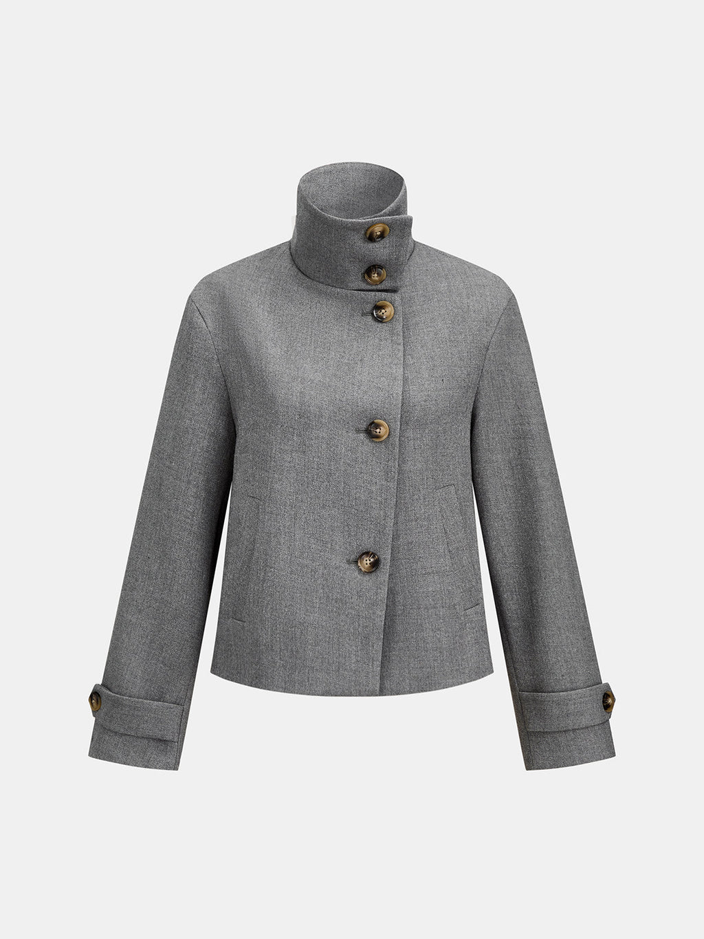 Alto cuello Abotonado Cropped Abrigo