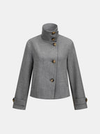 Alto cuello Abotonado Cropped Abrigo