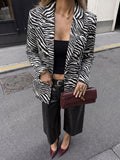 Zebra-estampado Cruzado Tailored Blazer