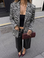 Zebra-estampado Cruzado Tailored Blazer
