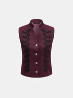 Cord-Braided ribete alto-cuello Waistcoat