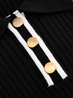 Contraste-ribete Polo cuello Ribbed Punto Top
