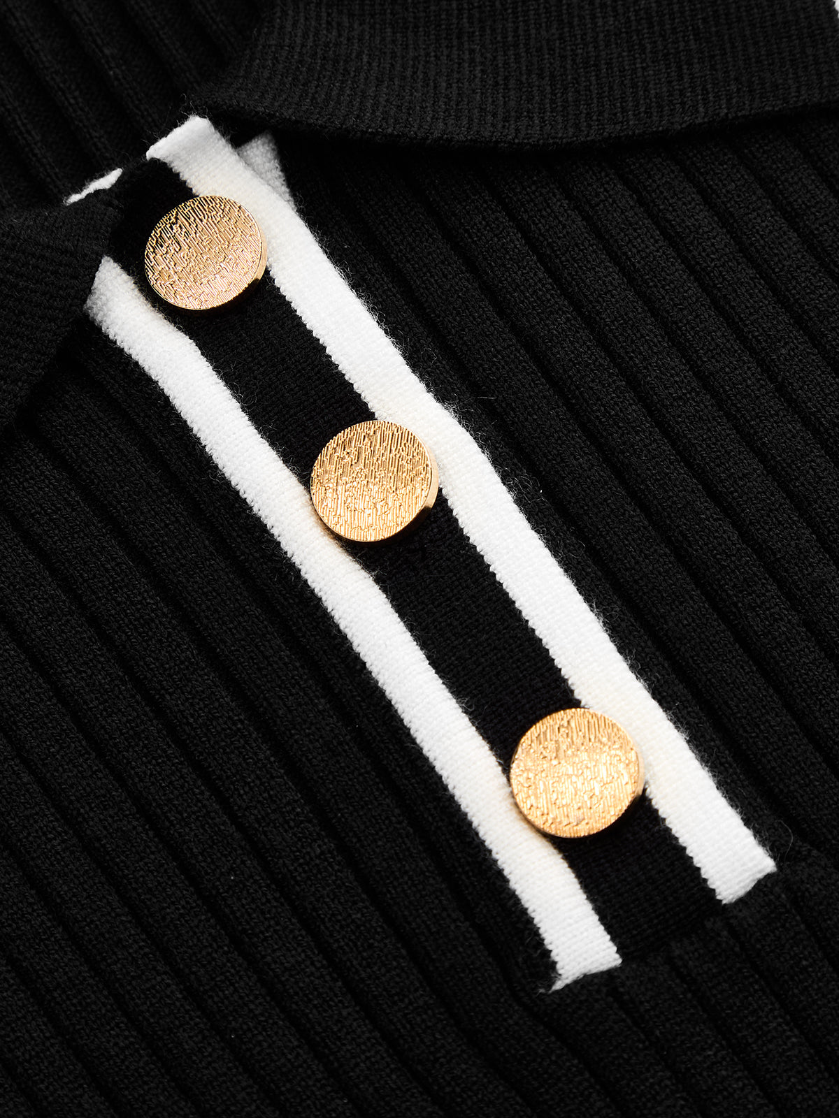 Contraste-ribete Polo cuello Ribbed Punto Top