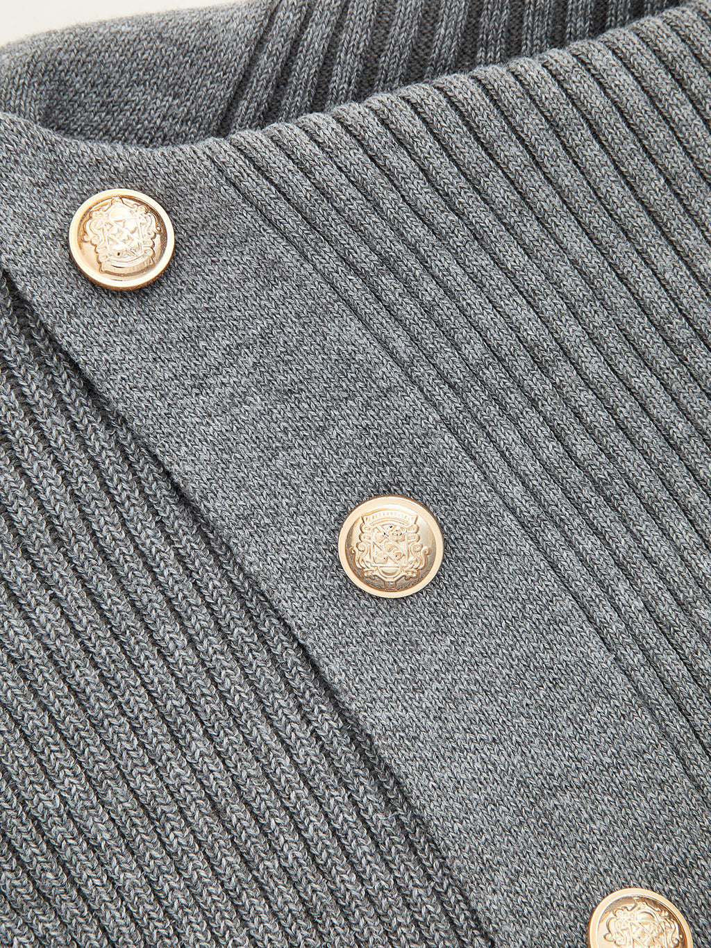 Hombros Descubiertos botón Detalle Ribbed Punto Minivestido