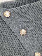 Hombros Descubiertos botón Detalle Ribbed Punto Minivestido