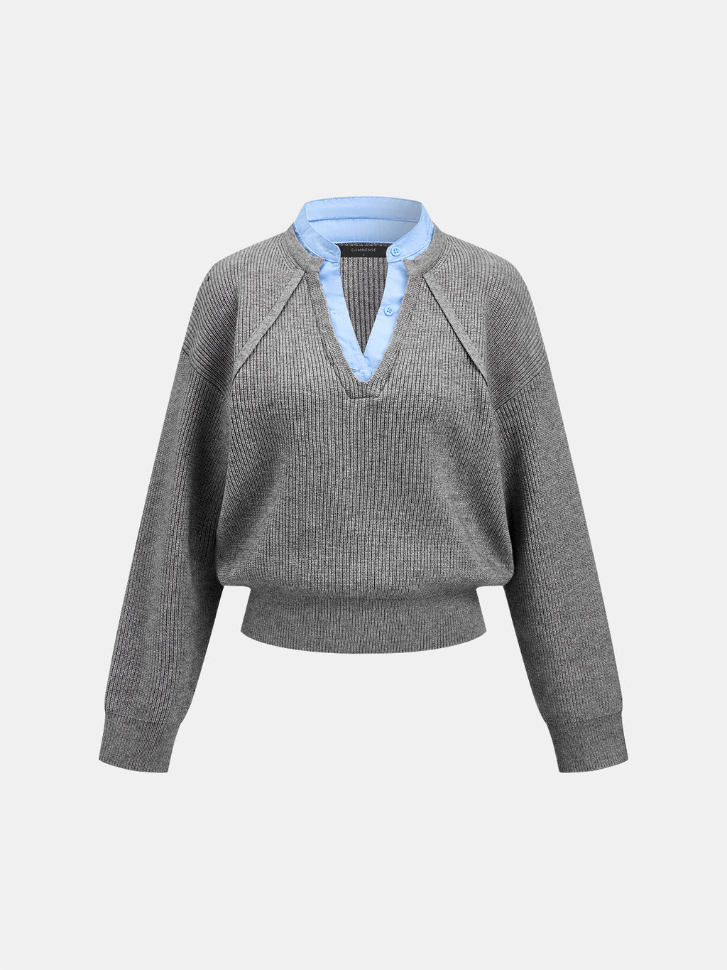 Faux Dos Piezas Ribbed Punto jersey