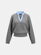 Faux Dos Piezas Ribbed Punto jersey