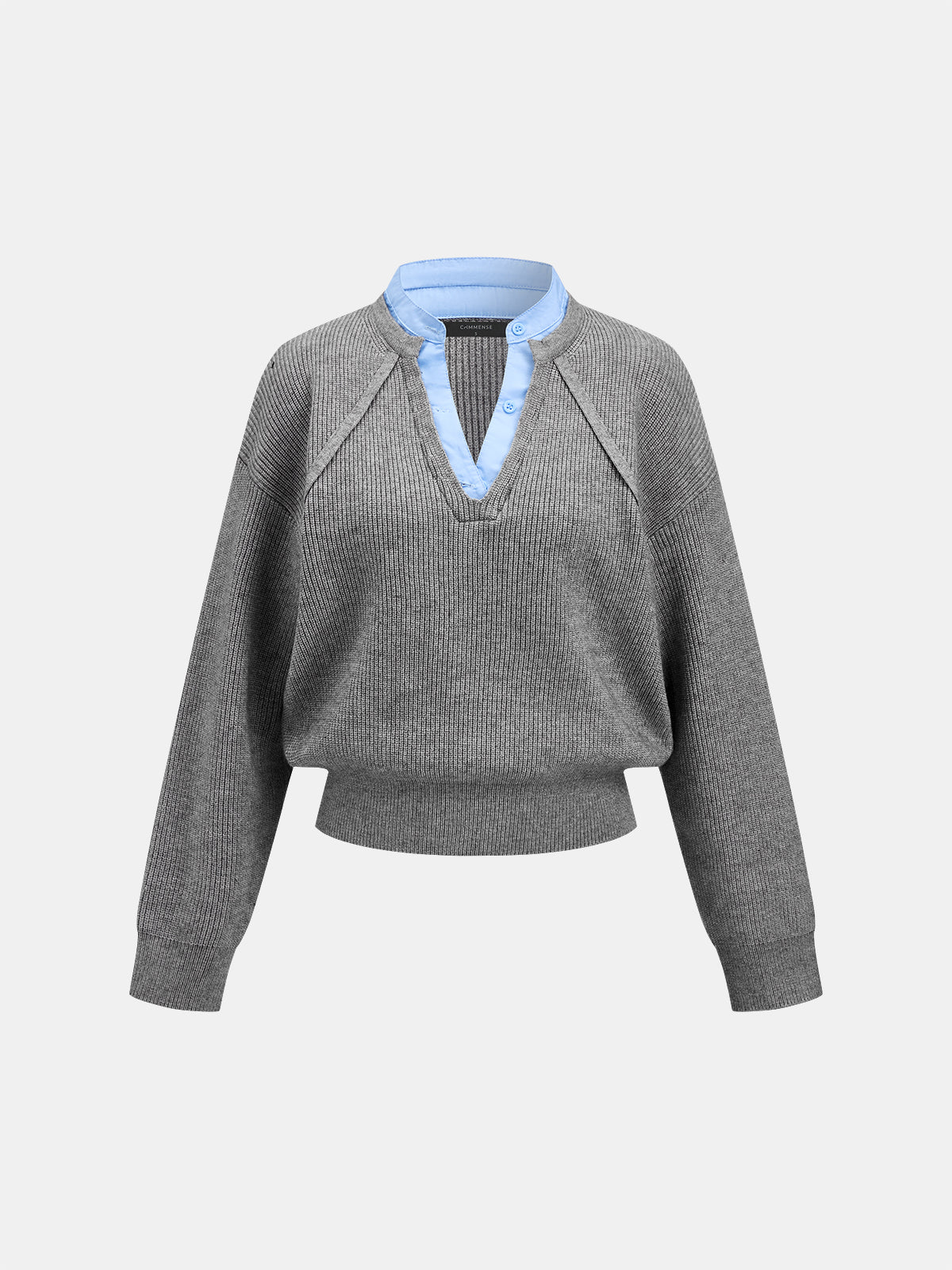 Faux Dos Piezas Ribbed Punto jersey