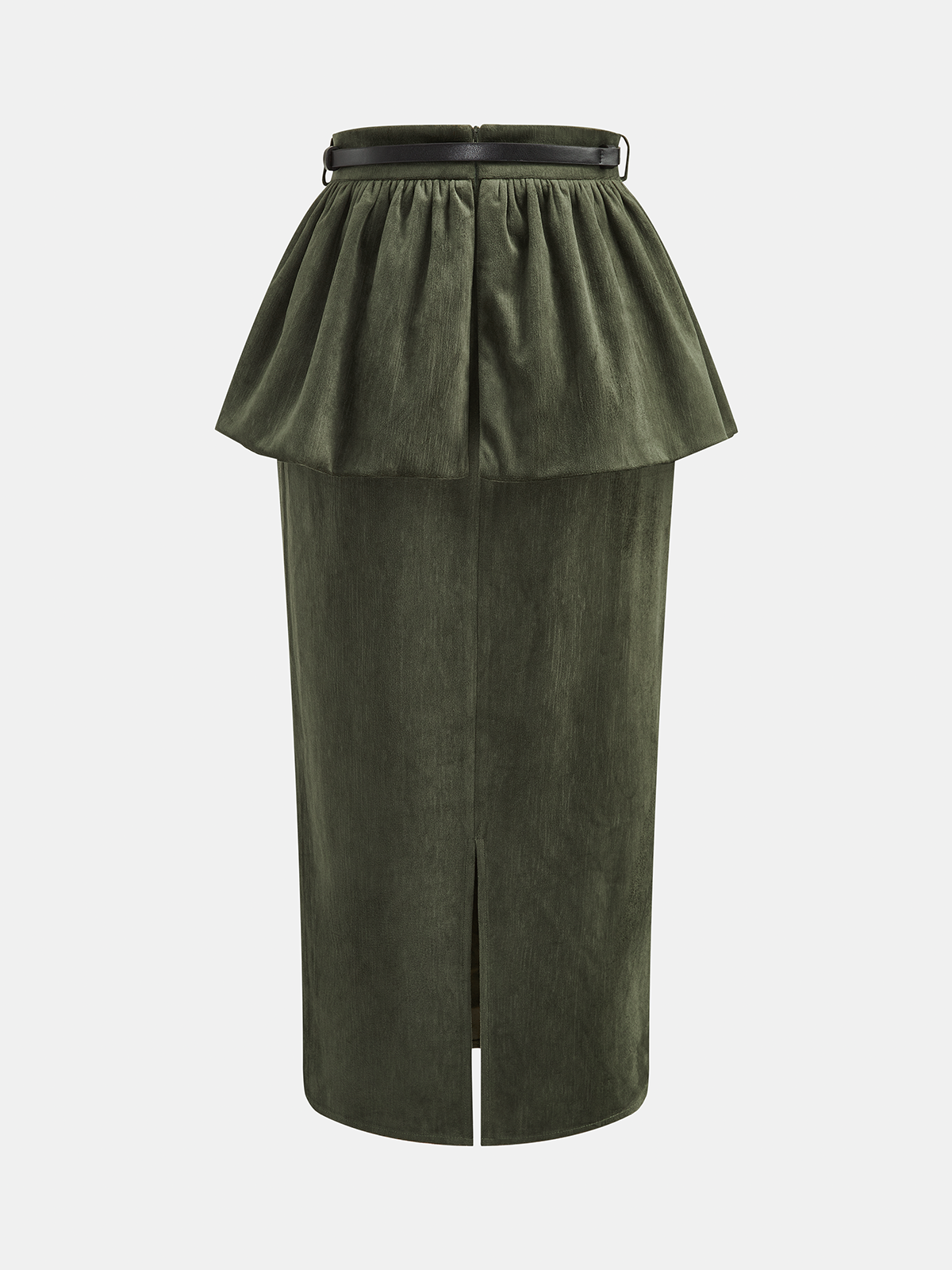Peplum Terciopelo con Cinturón midi Falda