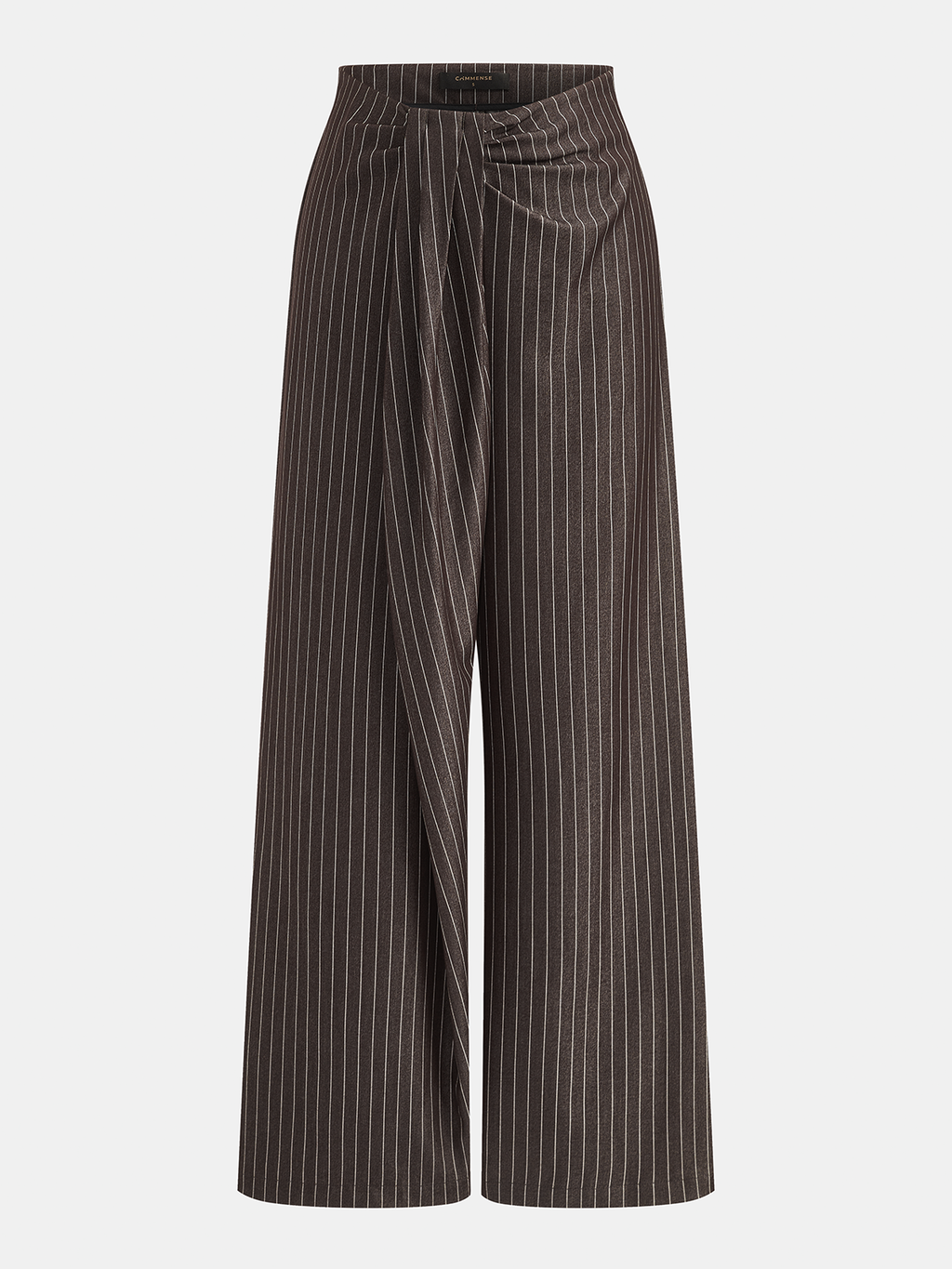 Twisted cintura Pinstripe Pierna Ancha Pantalón