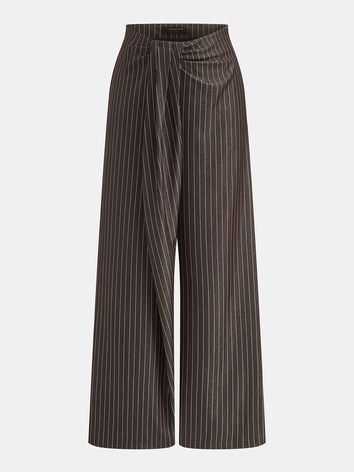 Twisted cintura Pinstripe Pierna Ancha Pantalón