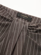 Twisted cintura Pinstripe Pierna Ancha Pantalón