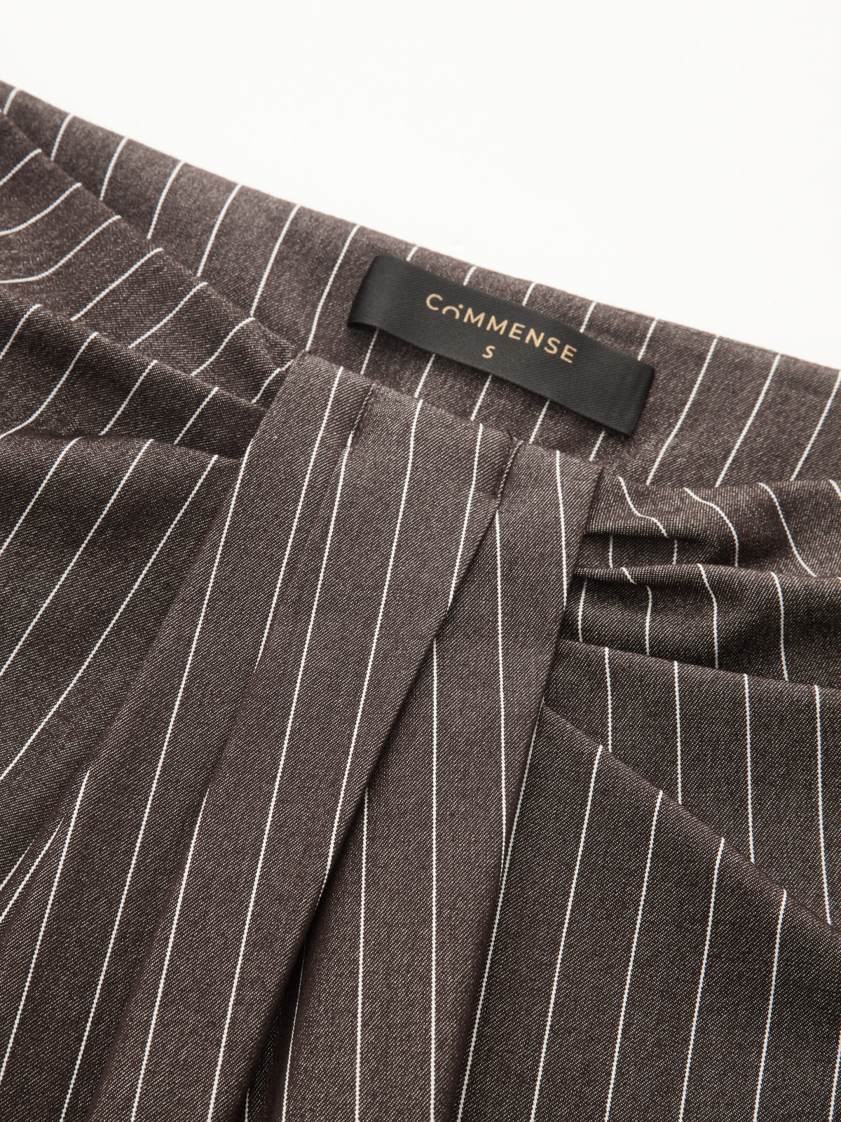 Twisted cintura Pinstripe Pierna Ancha Pantalón