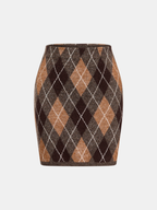Argyle Mezcla de Lana mini Falda