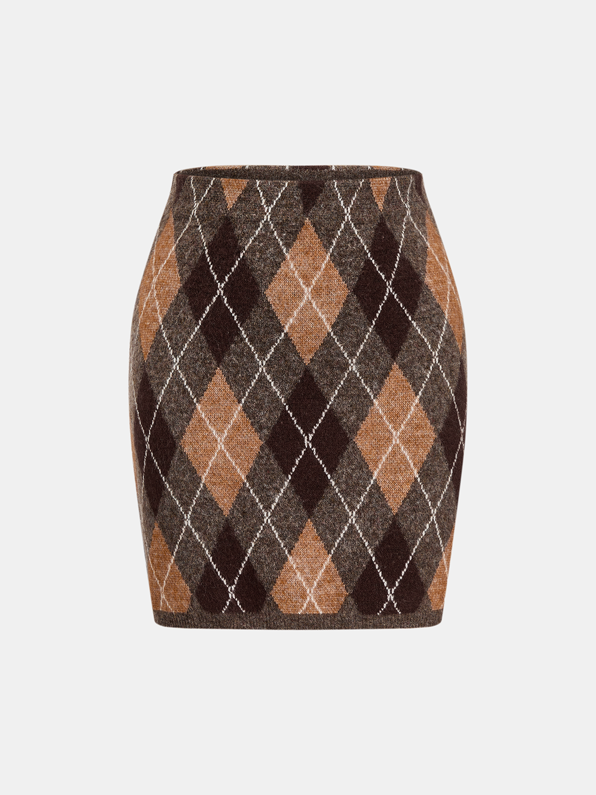 Argyle Mezcla de Lana mini Falda