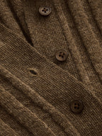Con Cuello Mezcla de Lana Ribbed Punto Cárdigan