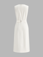 Frog-ribete Contraste Piping Sheath Vestido